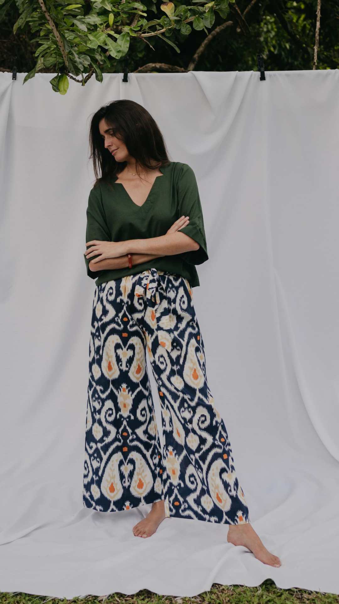 Le Pantalon Ysé Ikat Marine