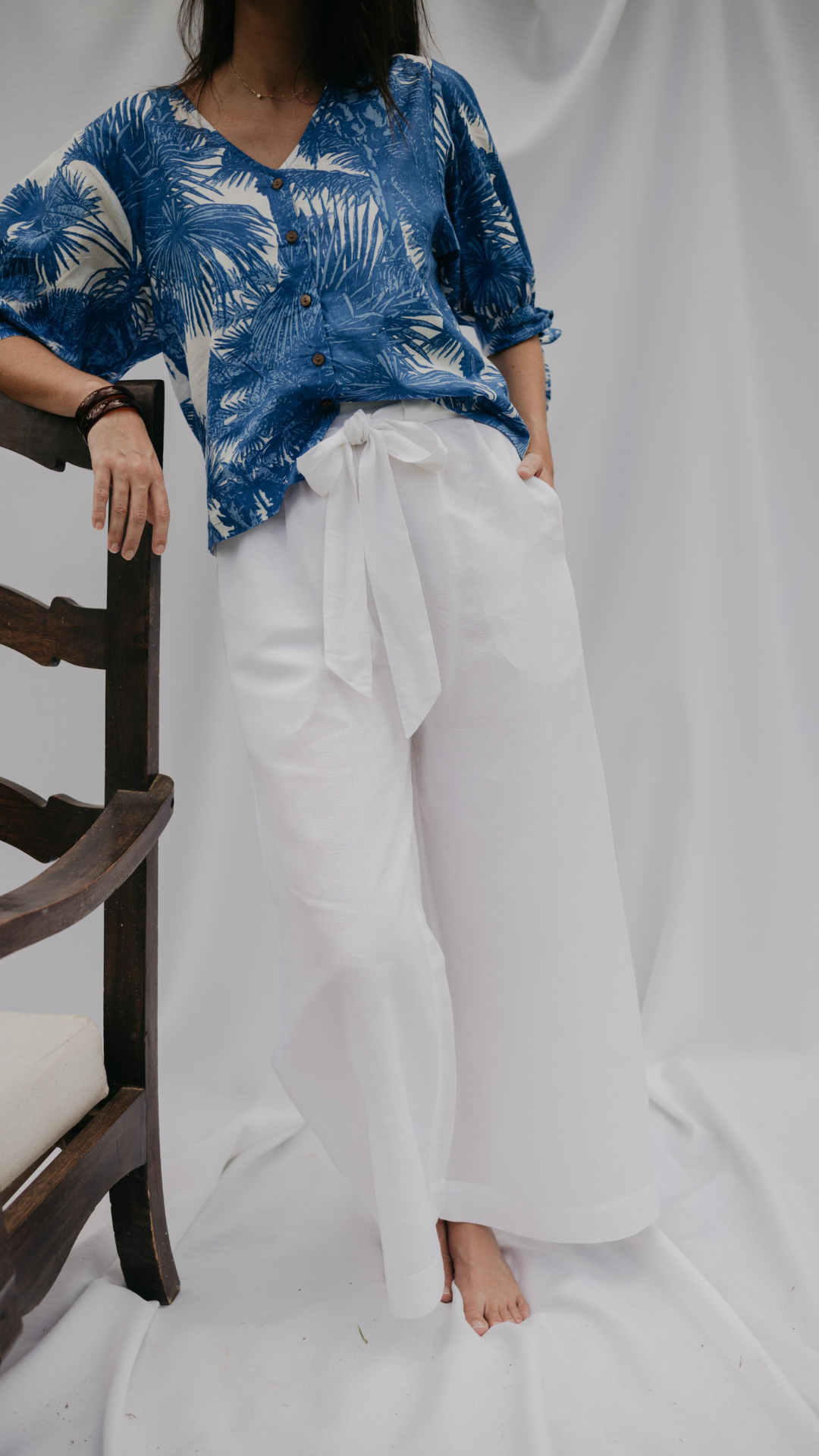 Le Pantalon Ysé en Popeline Blanc