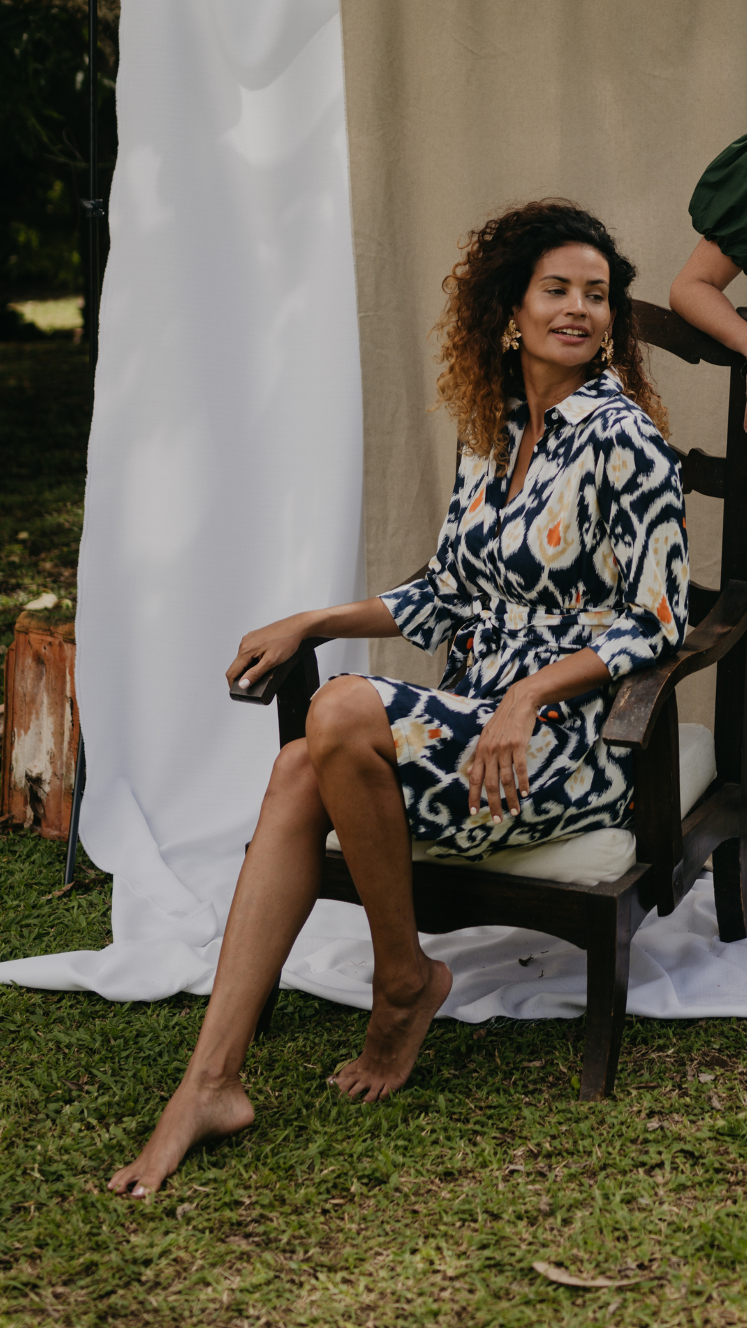 La Robe Aurelia courte Ikat Marine