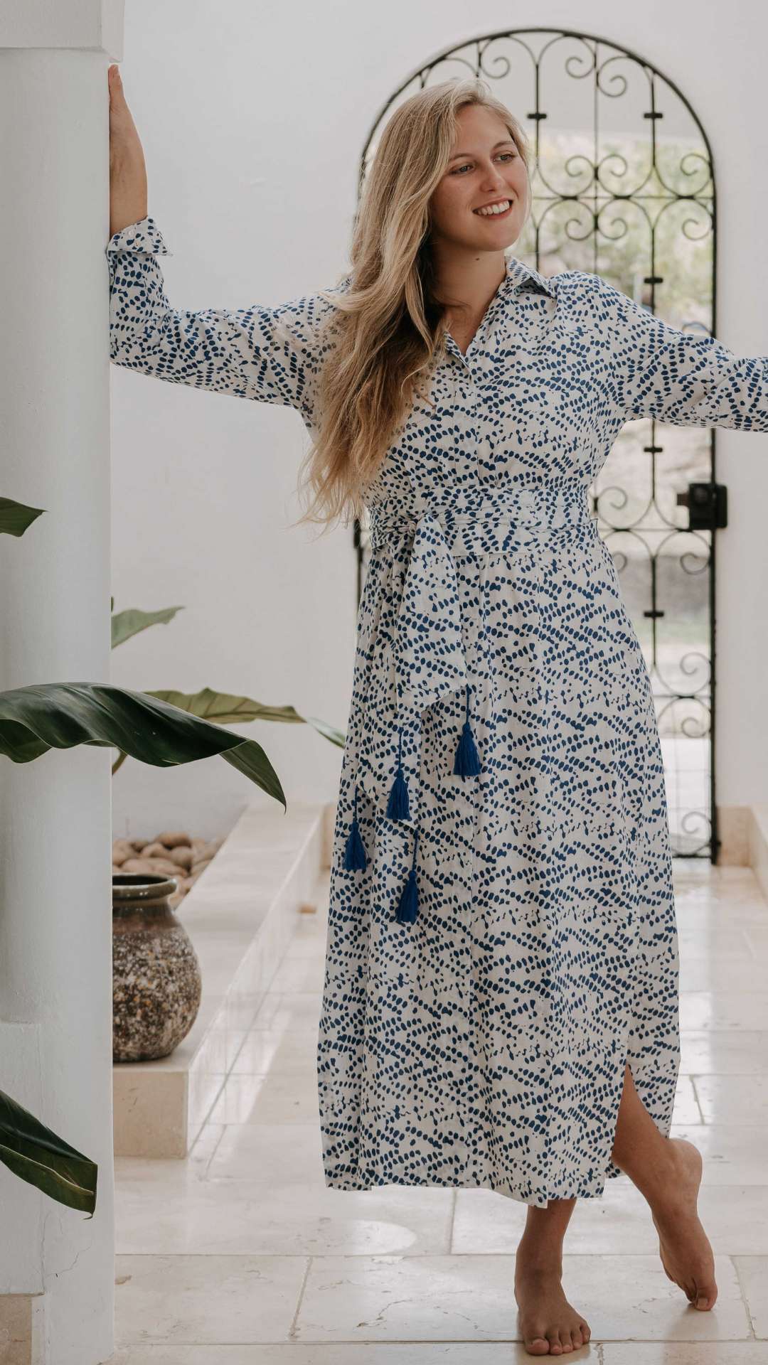 Robe AURÉLIA Longue à motifs - Céleste Caribbean