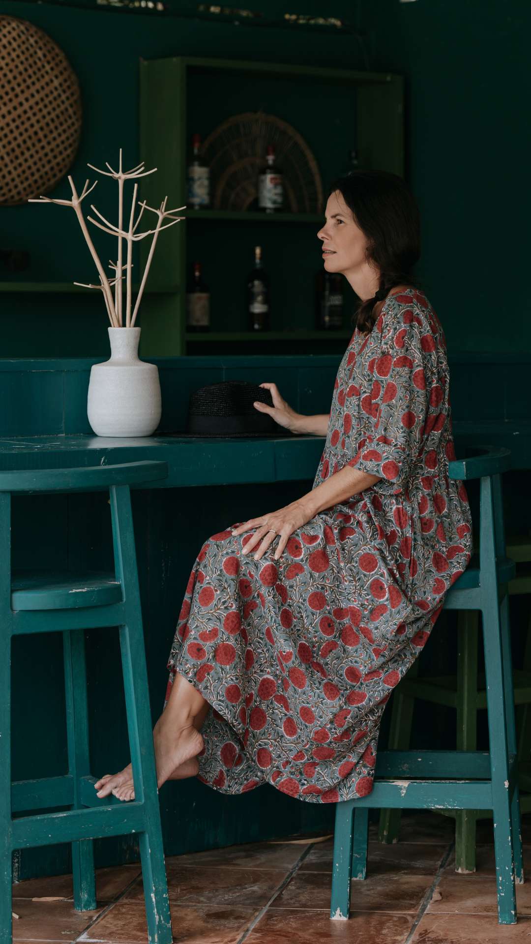 Robe AURIANE Longue Motifs - Céleste Caribbean