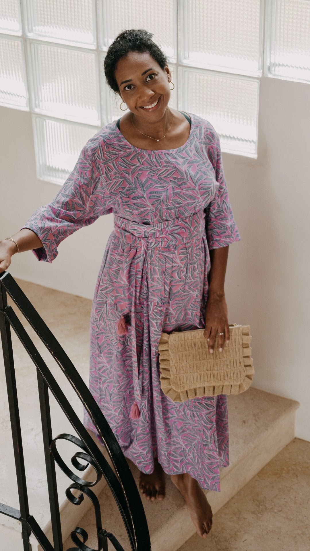 Robe AURIANE Longue Motifs - Céleste Caribbean