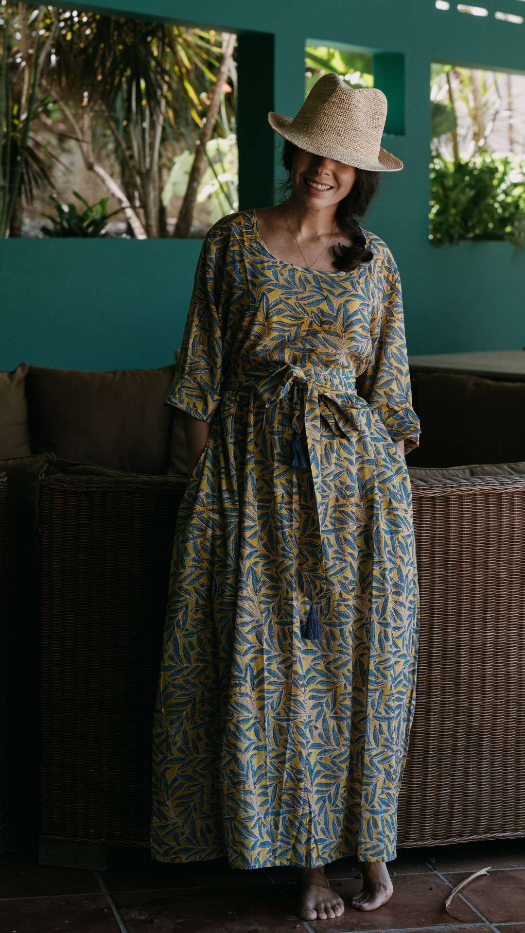 Robe AURIANE Longue Motifs - Céleste Caribbean