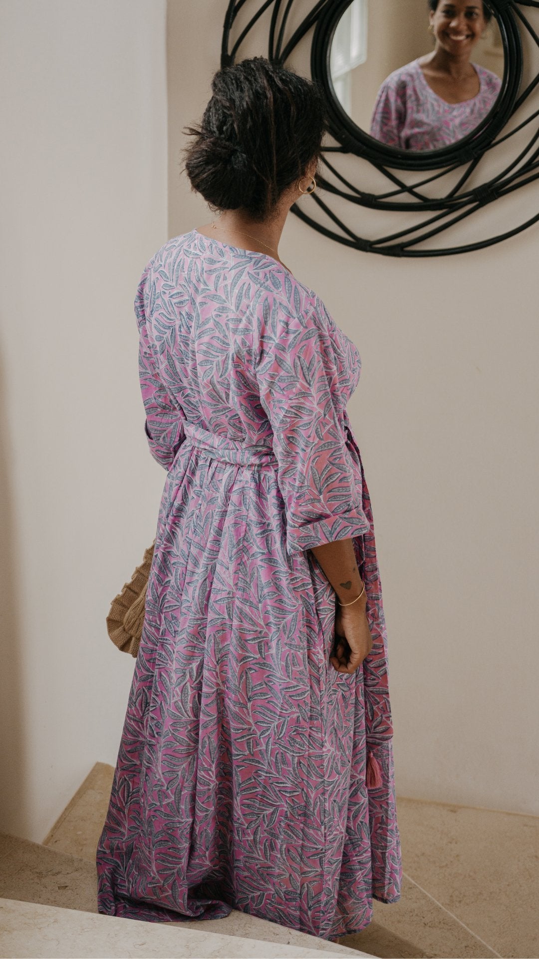 Robe AURIANE Longue Motifs - Céleste Caribbean