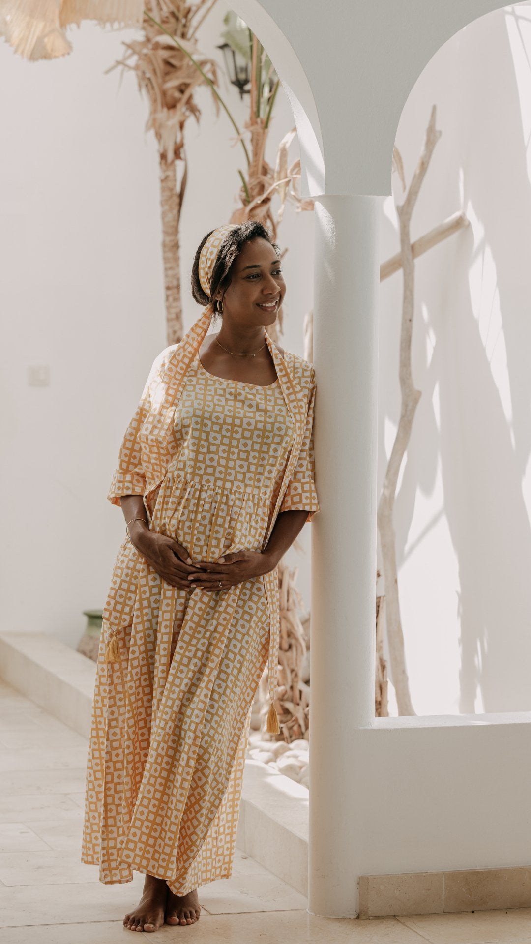 Robe AURIANE Longue Motifs - Céleste Caribbean