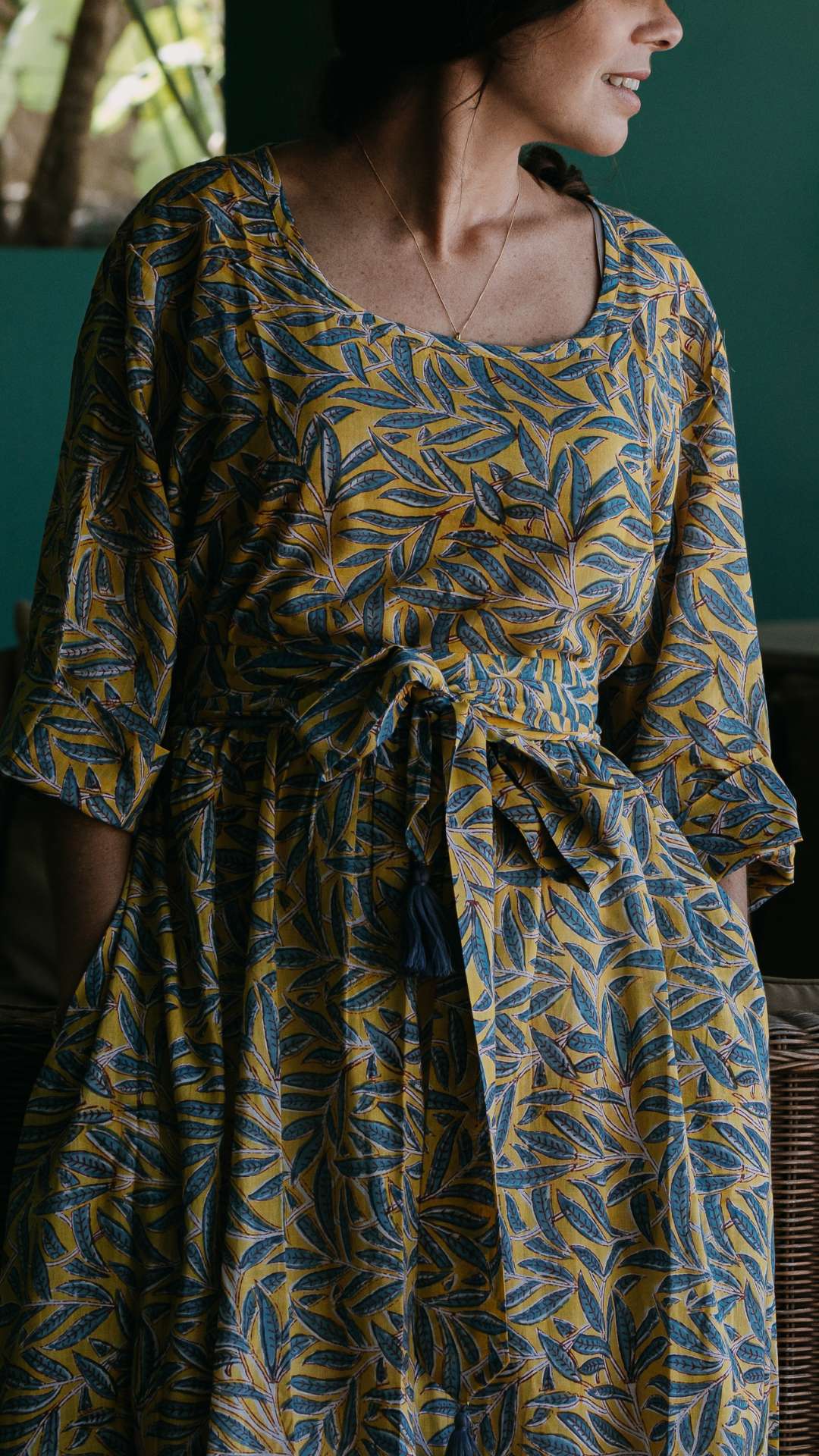 Robe AURIANE Longue Motifs - Céleste Caribbean