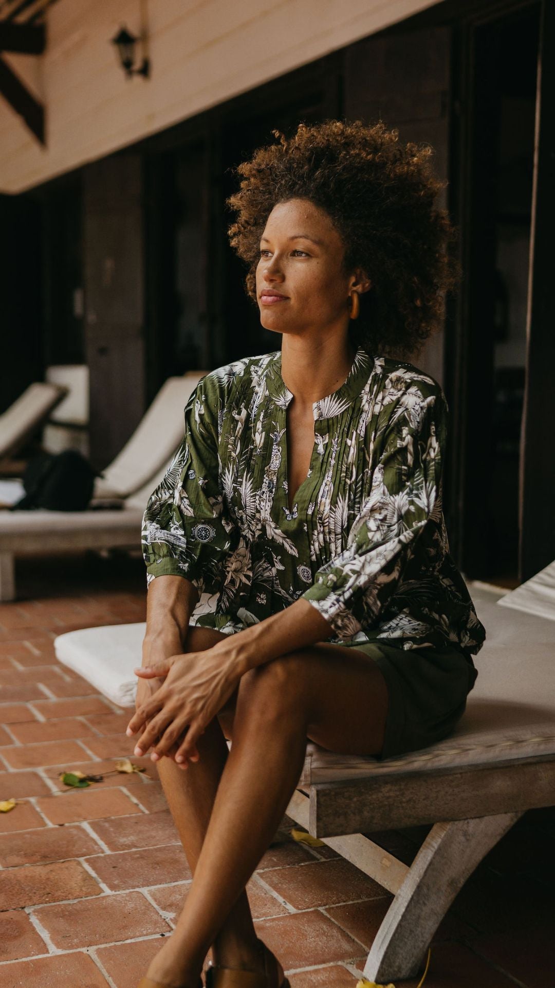 La Blouse Amabel en Coton Plissée - Céleste Caribbean