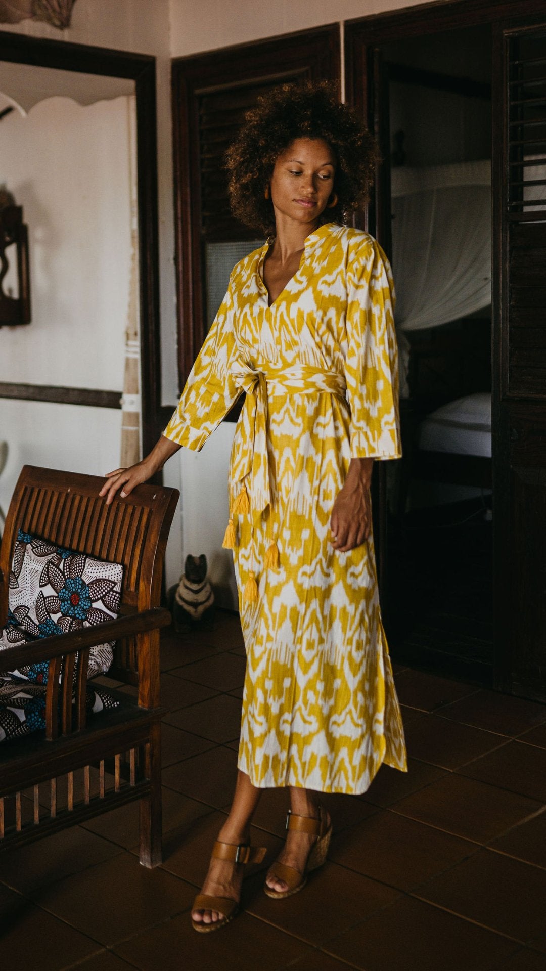 Robe AMIRA Longue à motifs - Céleste Caribbean