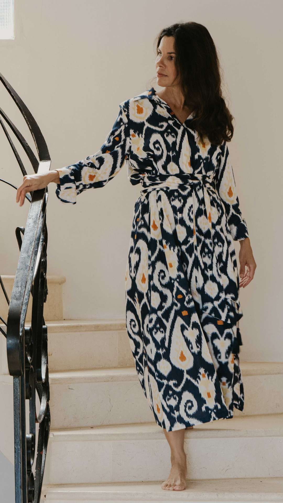 Robe AURÉLIA Longue à motifs - Céleste Caribbean