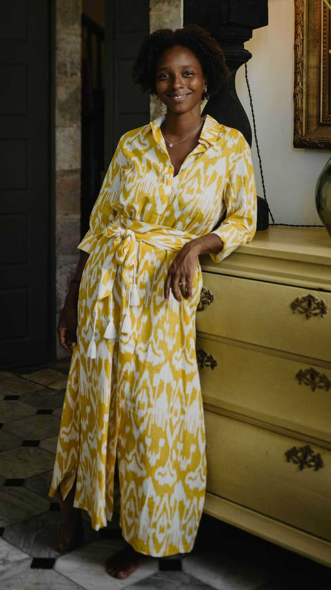 Robe AURÉLIA Longue à motifs - Céleste Caribbean